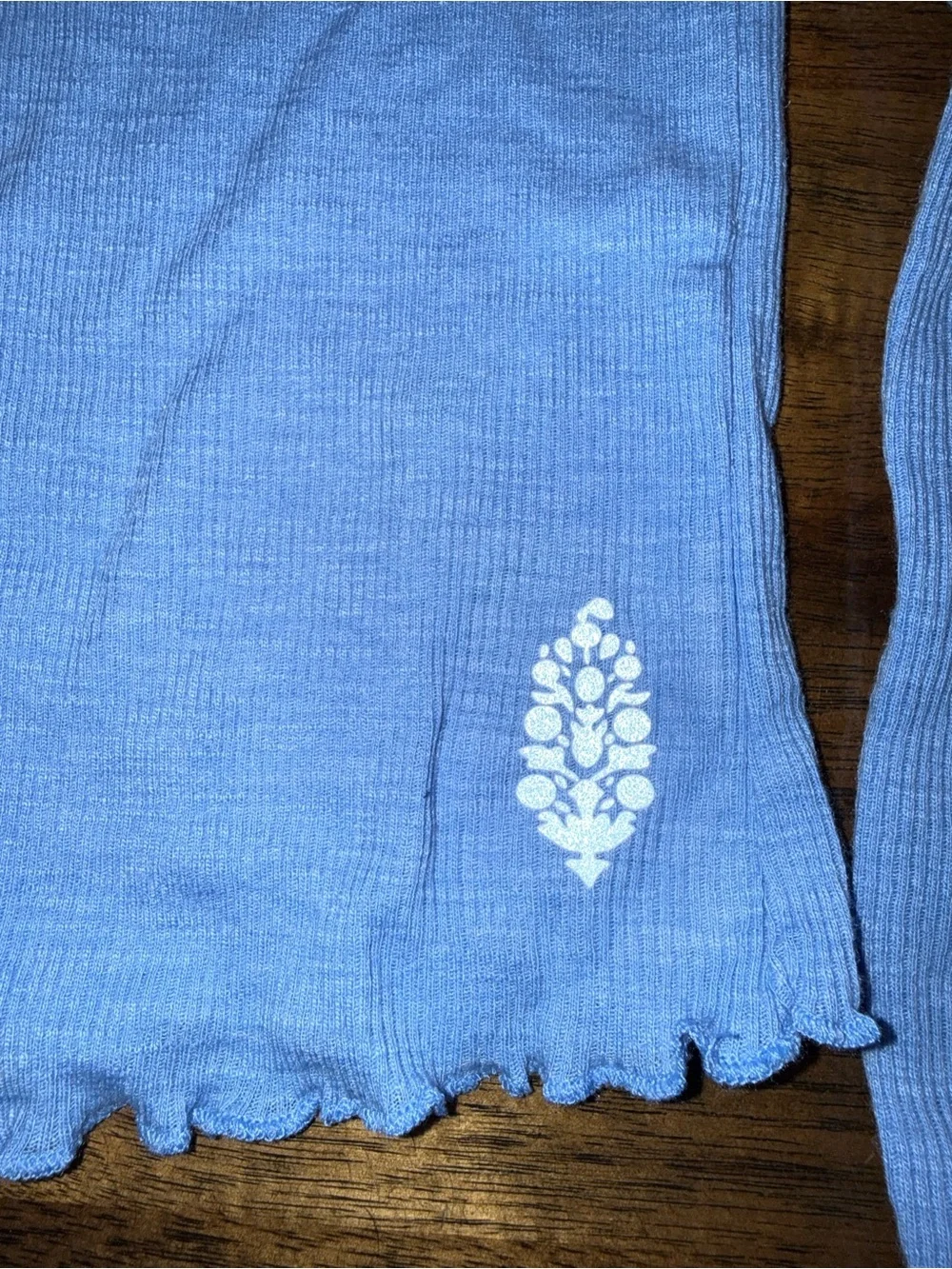 Free People Blue Breathe Easy Layered top Ribbed Long-Sleeve hooded cotton blend
